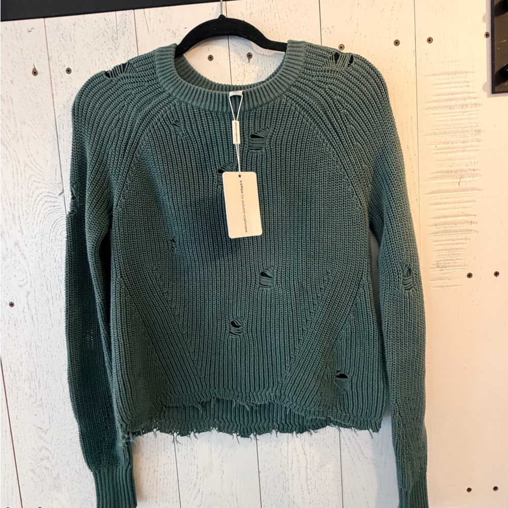 Autumn Cashmere Teal Distressed Sweat $175! New with tags! XS